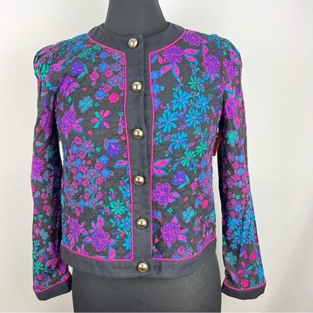 Vintage 1980s Leslie Fay Quilted Floral Blazer Jacket